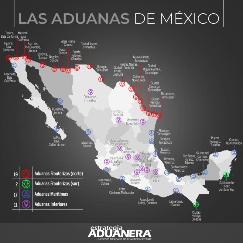 Aduanas en México Principales Aduanas Ubicación